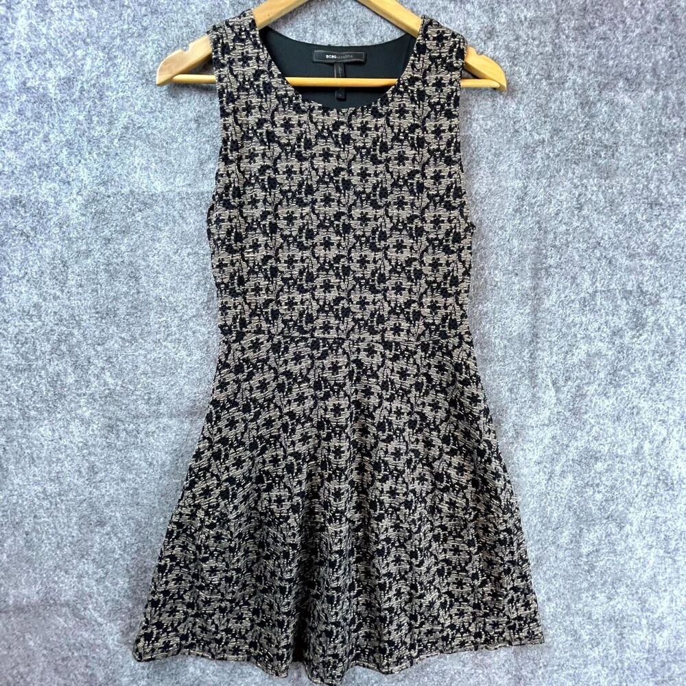 BCBGMAXAZRIA Dress‎ Small Black Dark Romantic Fitted Bodice Quiet Luxury Classic